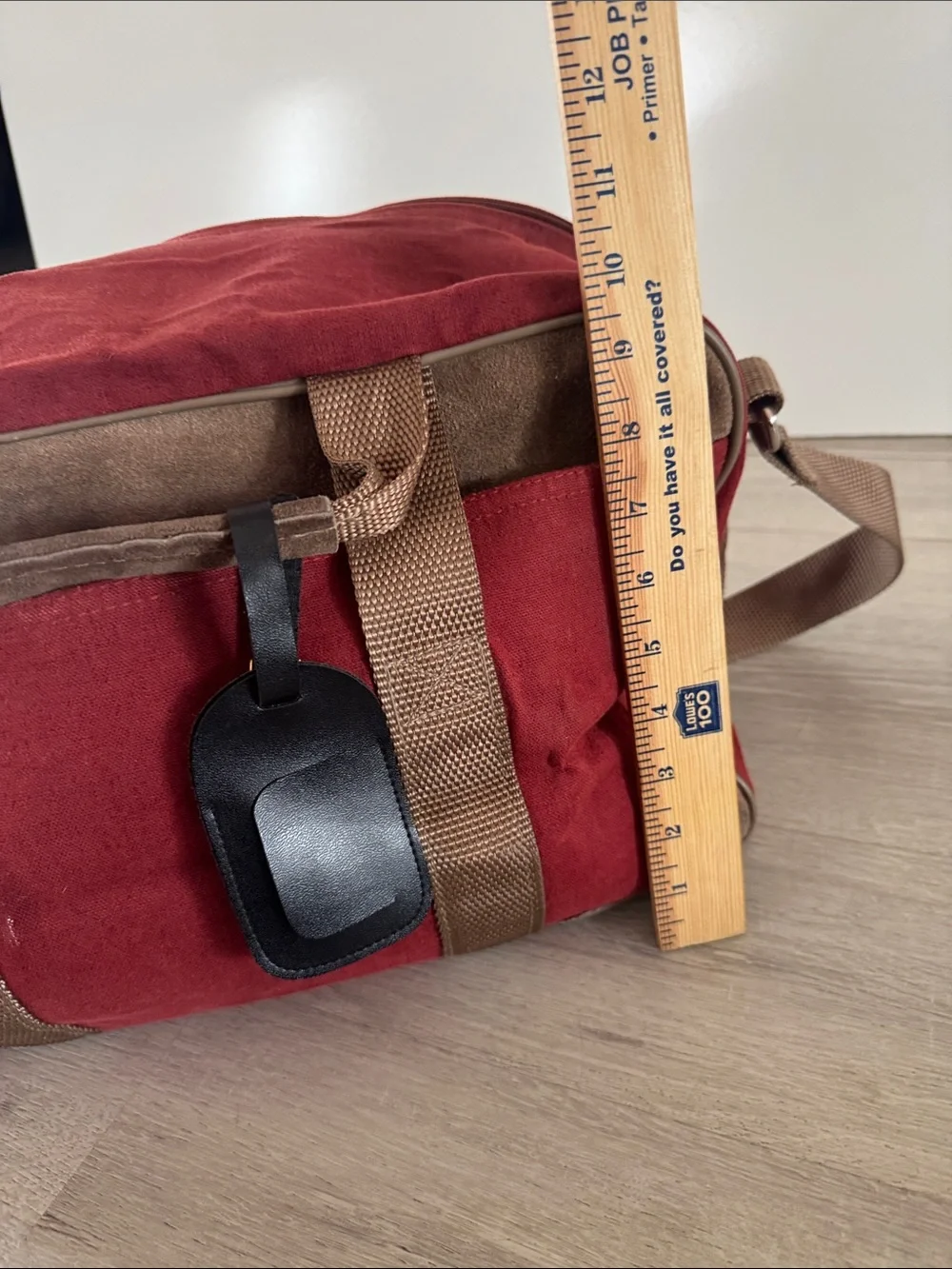 Vintage Athalon Denver USA Red Canvas Bag Tan Leather Suede Trim Duffle Travel